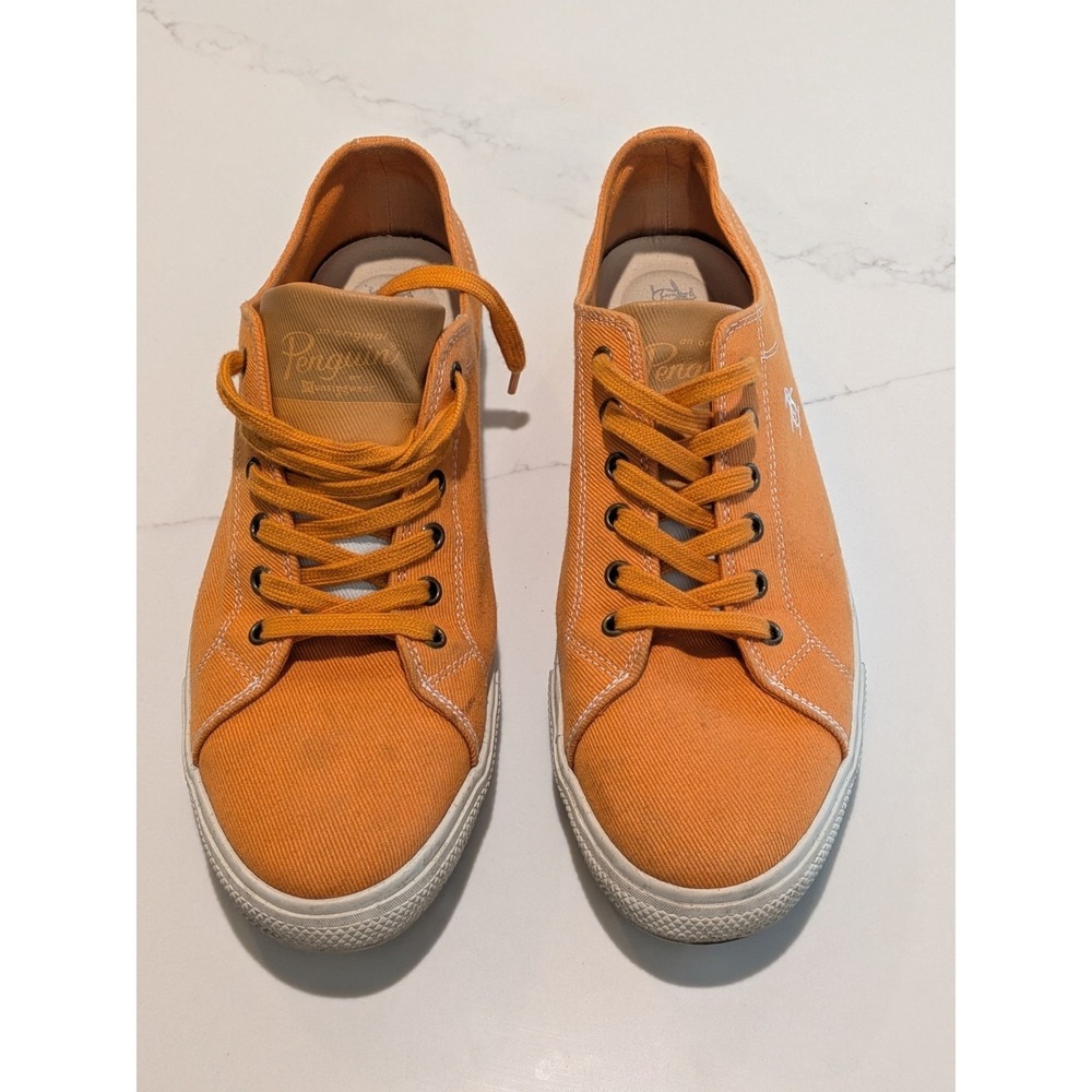 Original Penguin Men's Sam Stripe Classic Lace Up Canvas Orange Shoes Size 12